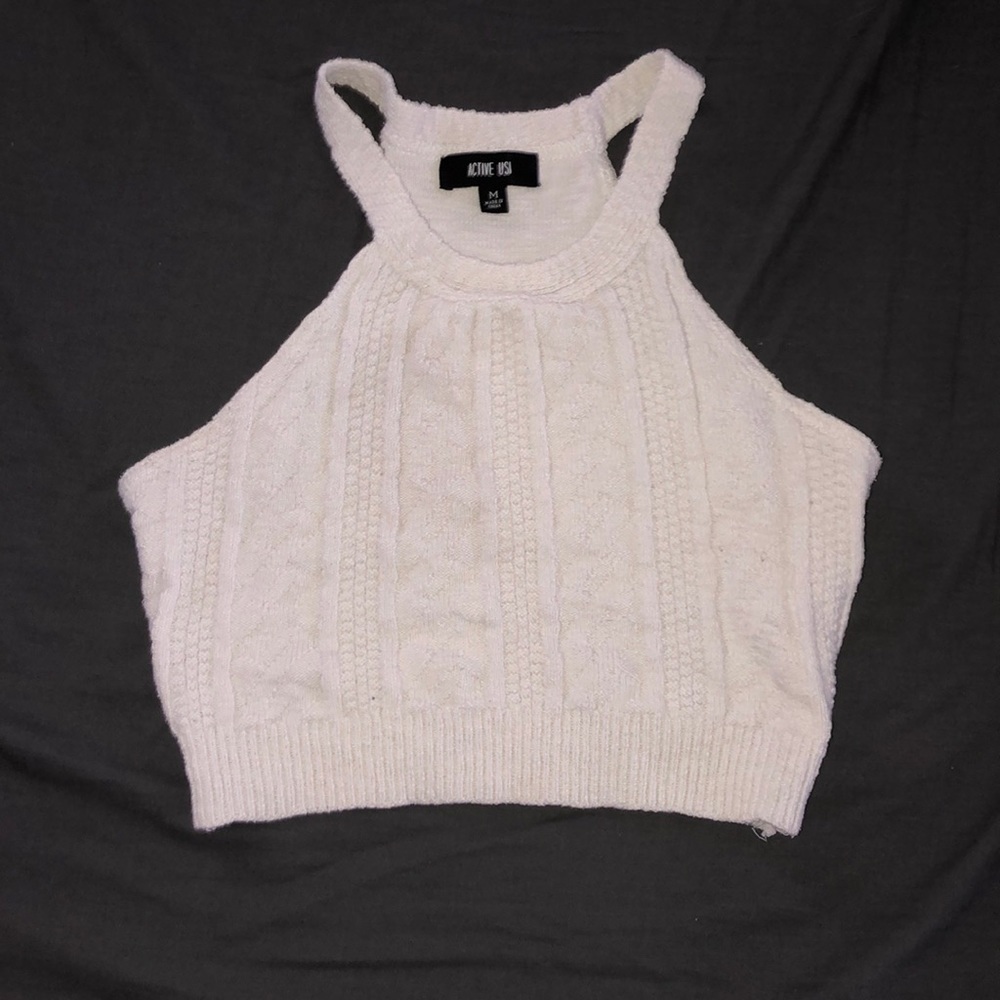 White Knot Halter Crop Top